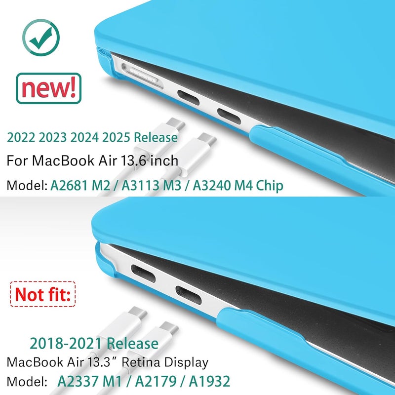 May Chen غطاء لجهاز MacBook Air 13.6 بوصة 2025 2024 2023 2022 إصدار A3240 M4 A3113 M3 A2681، غطاء صلب بلاستيكي لجهاز MacBook Air 13.6" مع شاشة Retina يناسب Touch ID، أزرق غير لامع - Image 3